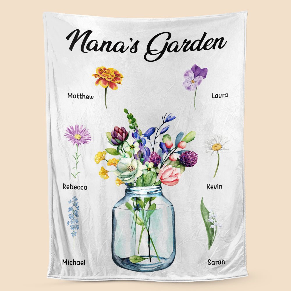 Nana's Garden - Personalized Blanket - Best Gift For Grandma - Giftago