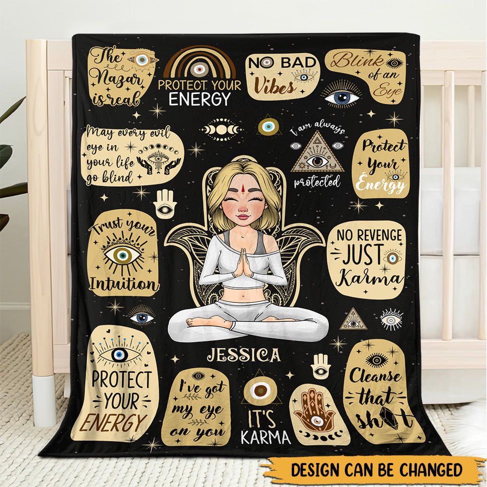 Protect Your Energy - Personalized Blanket - Best Gift For Yoga Lover - Giftago