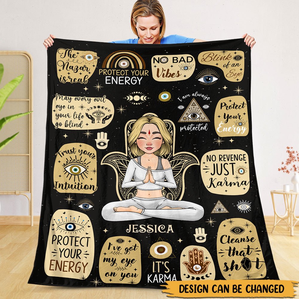 Protect Your Energy - Personalized Blanket - Best Gift For Yoga Lover - Giftago