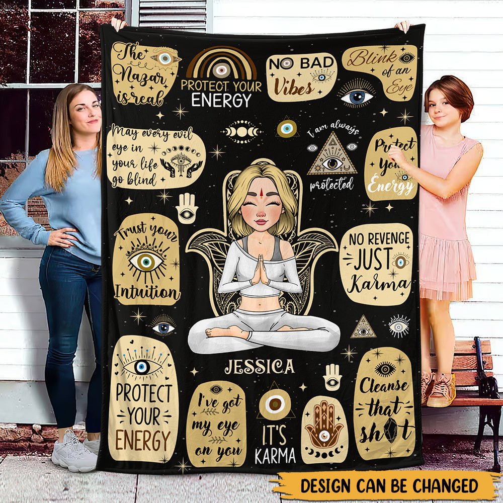 Protect Your Energy - Personalized Blanket - Best Gift For Yoga Lover - Giftago