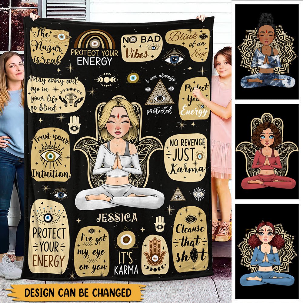 Protect Your Energy - Personalized Blanket - Best Gift For Yoga Lover - Giftago