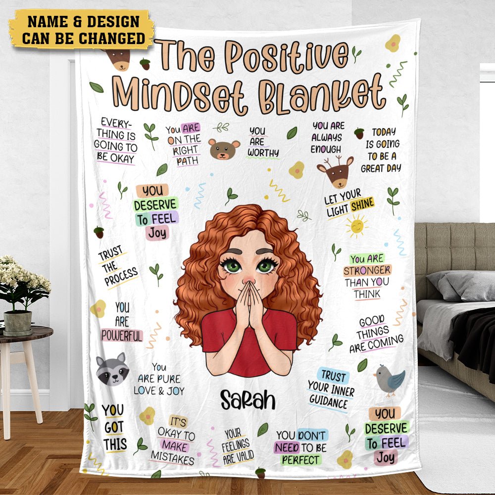 Personalized Blanket -  Positive Mindset - Best Gift For Mom, Daughter, Sister, Friend, Wife - Giftago