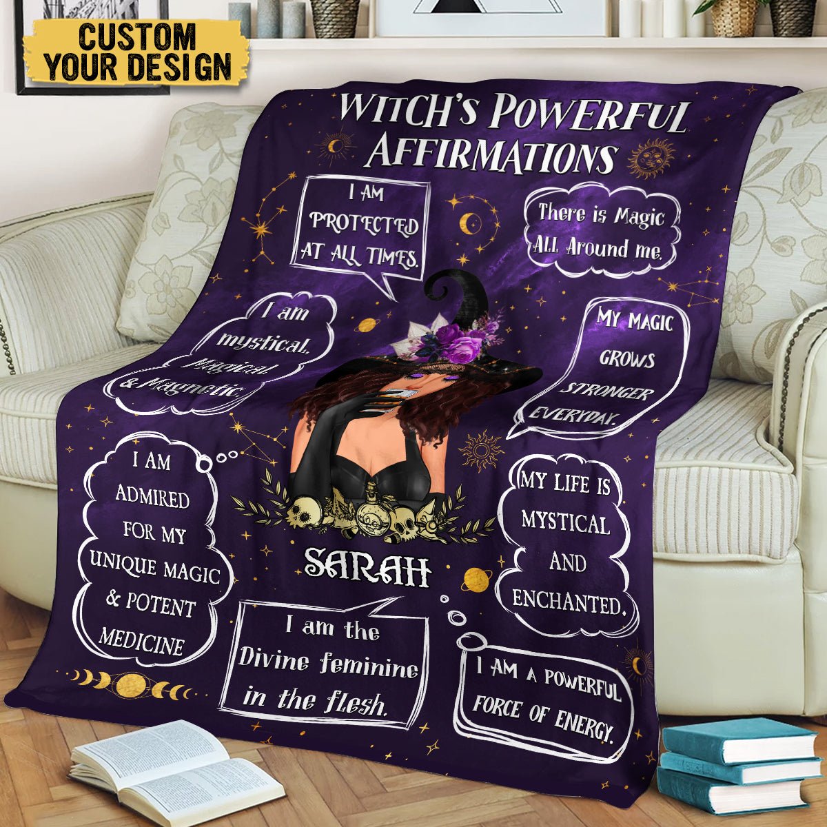 Witch's Powerful Affirmations - Personalized Blanket - Best Gift For Halloween - Giftago