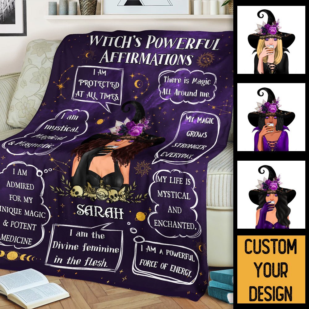 Witch's Powerful Affirmations - Personalized Blanket - Best Gift For Halloween - Giftago