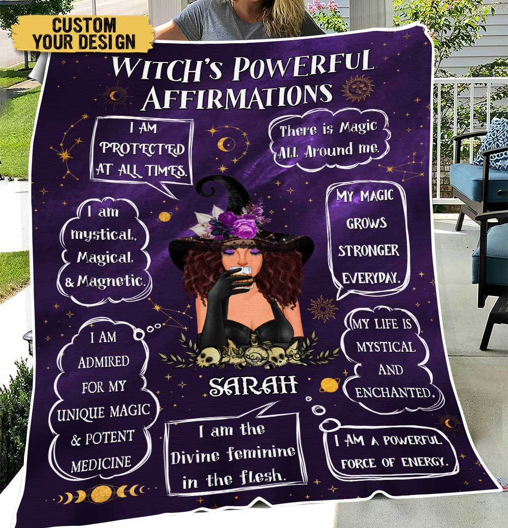 Witch's Powerful Affirmations - Personalized Blanket - Best Gift For Halloween - Giftago