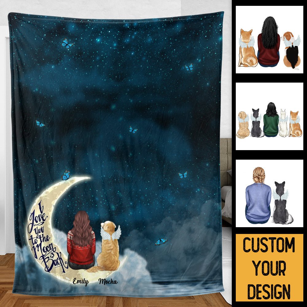 Pet Memorial On Moon - Personalized Blanket - Best Gift For Pet Lovers, For Christmas - Giftago