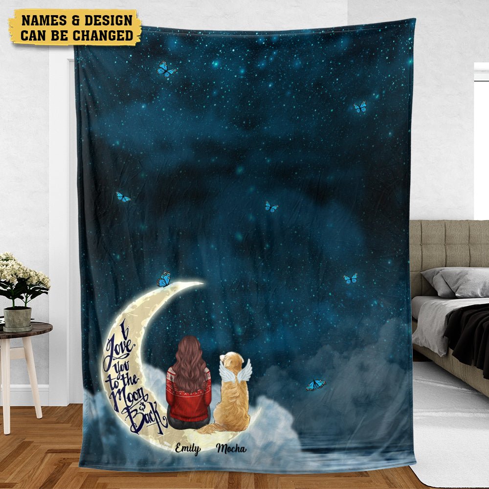 Pet Memorial On Moon - Personalized Blanket - Best Gift For Pet Lovers, For Christmas - Giftago