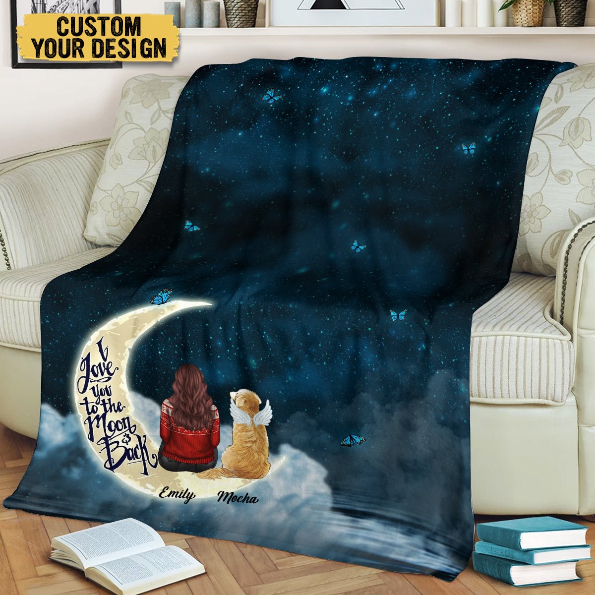 Pet Memorial On Moon - Personalized Blanket - Best Gift For Pet Lovers, For Christmas - Giftago