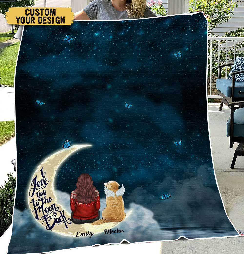Pet Memorial On Moon - Personalized Blanket - Best Gift For Pet Lovers, For Christmas - Giftago