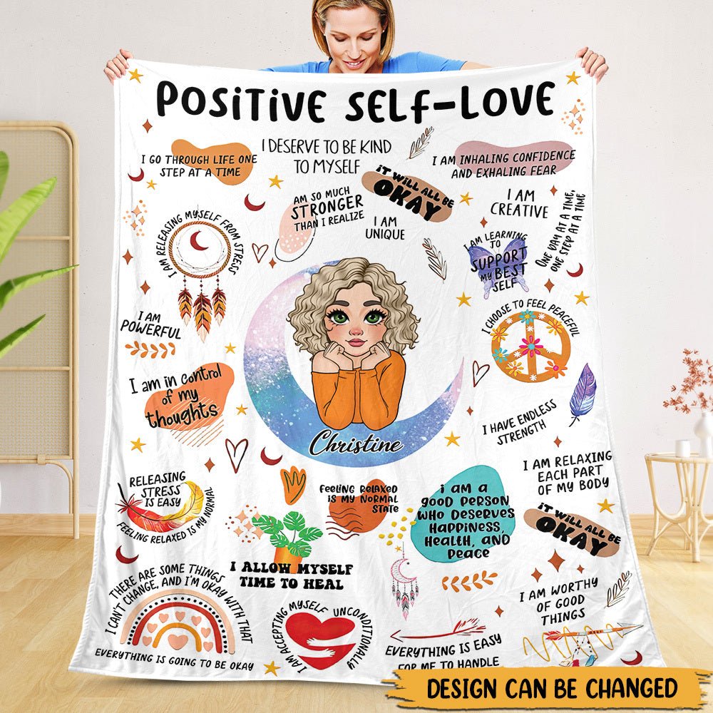 Positive Self - Love - Personalized Blanket - Best Gift For Mom, Daughter, Sister, Friend, Wife - Giftago
