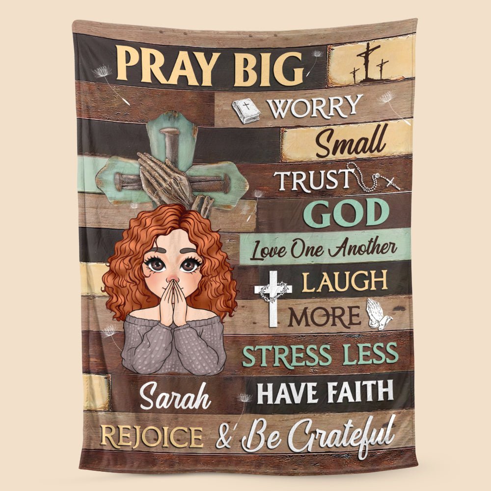 Pray Big Worry Small - Personalized Blanket - Best Gift For Mother, For Grandma - Giftago