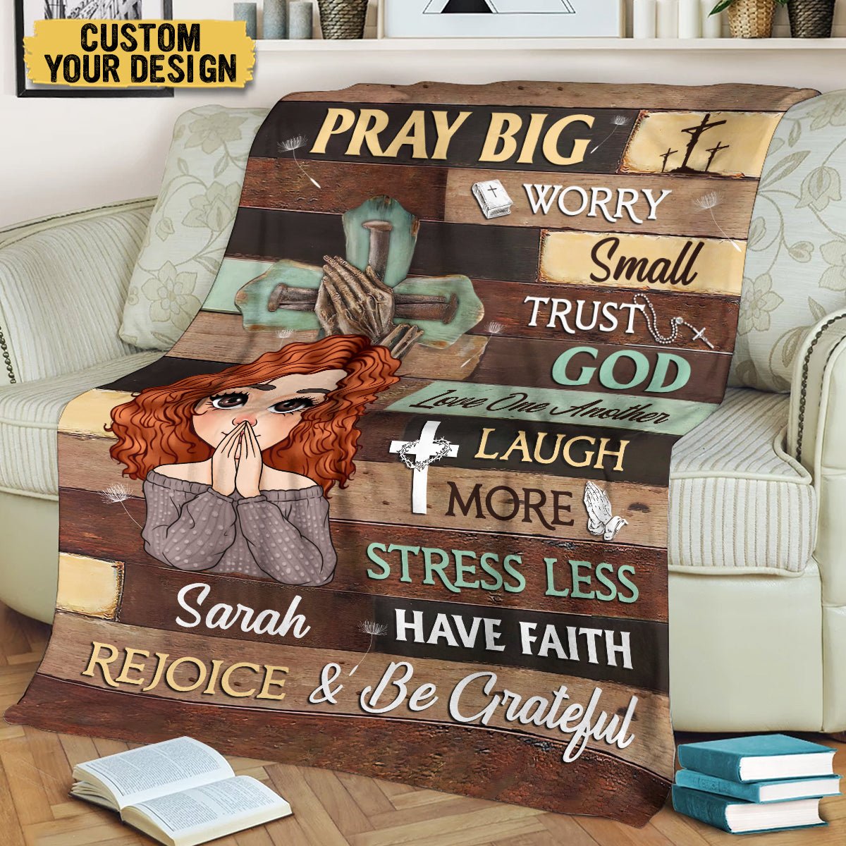 Pray Big Worry Small - Personalized Blanket - Best Gift For Mother, For Grandma - Giftago