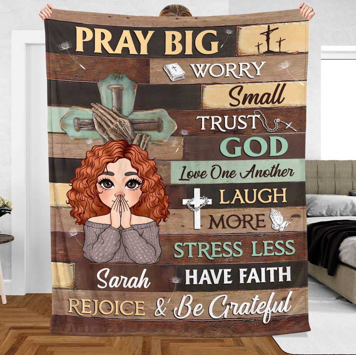 Pray Big Worry Small - Personalized Blanket - Best Gift For Mother, For Grandma - Giftago