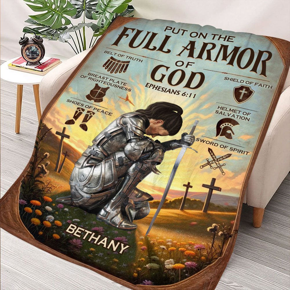 Put On The Full Armor Of God - Personalized Blanket