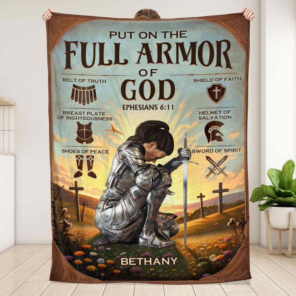 Put On The Full Armor Of God - Personalized Blanket