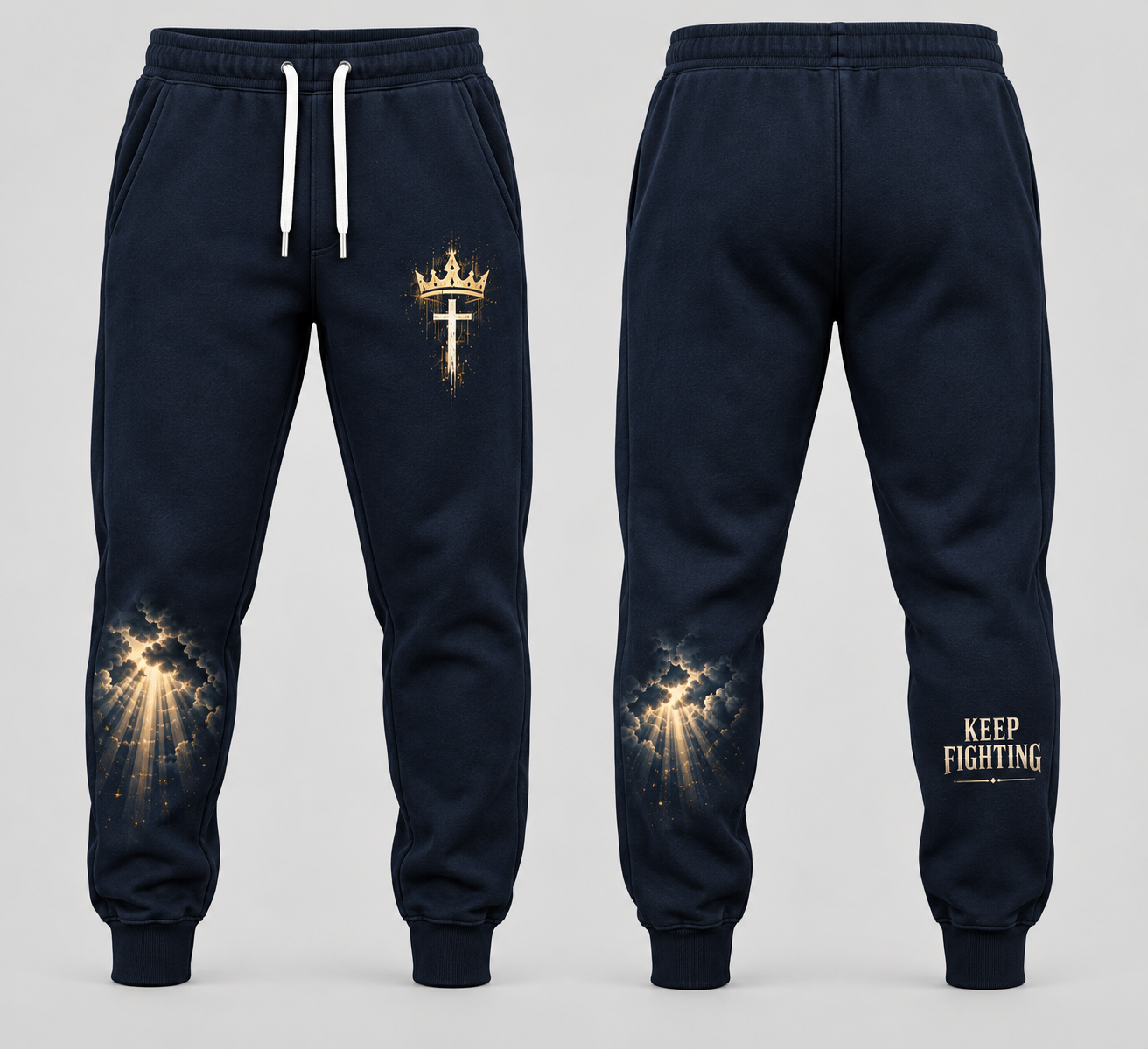 Fight the Good Fight – Finish Strong Midnight Navy Christian Sweatpants