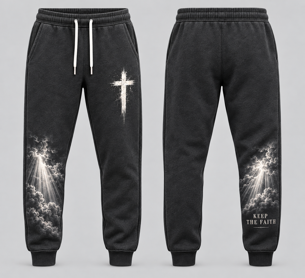 Fight the Good Fight – Kept the Faith Charcoal Christian Sweatpants