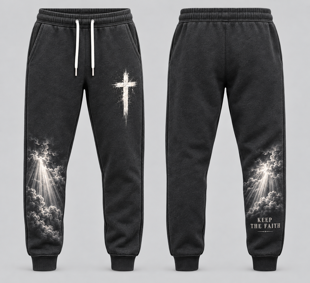 Fight the Good Fight – Kept the Faith Charcoal Christian Sweatpants