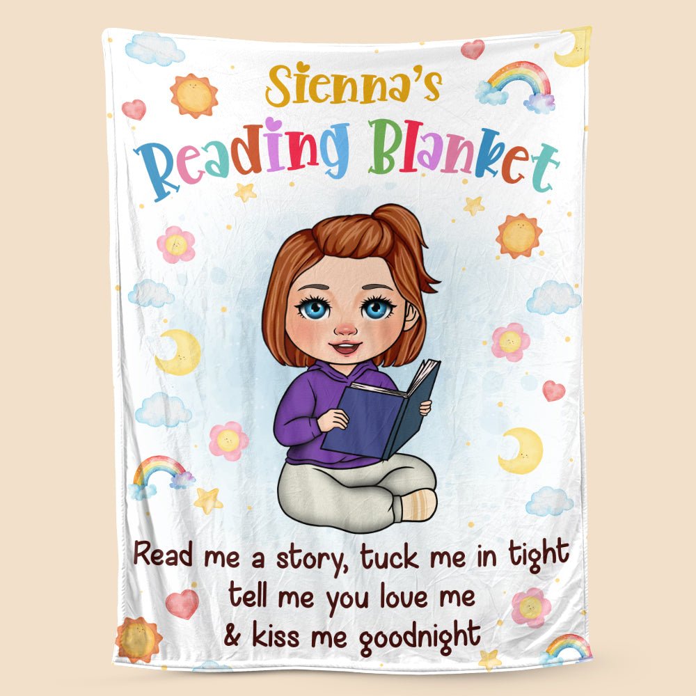Rainbow Kid Reading Blanket - Personalized Blanket - Thoughtful Gift For Birthday, Christmas - Giftago