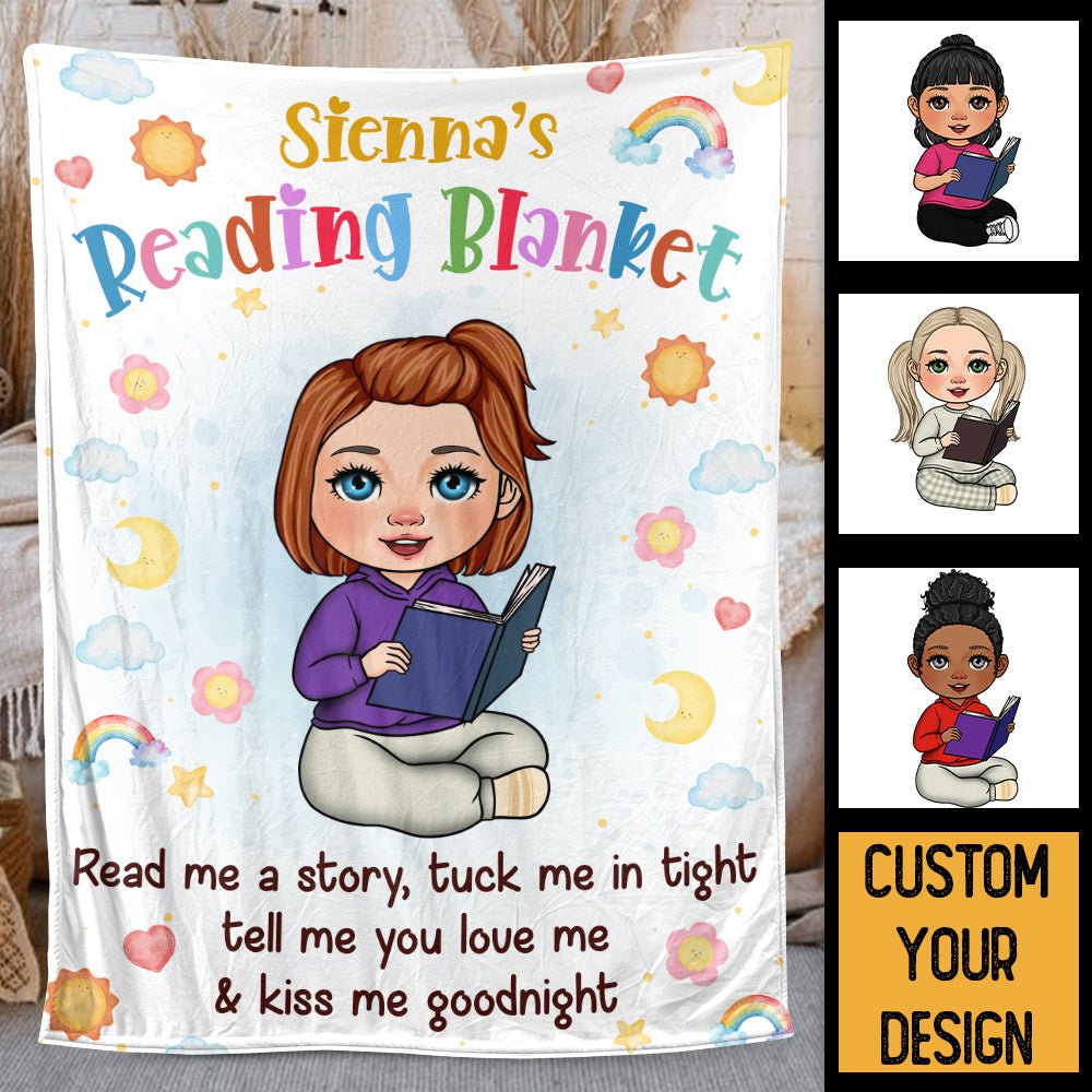 Rainbow Kid Reading Blanket - Personalized Blanket - Thoughtful Gift For Birthday, Christmas - Giftago
