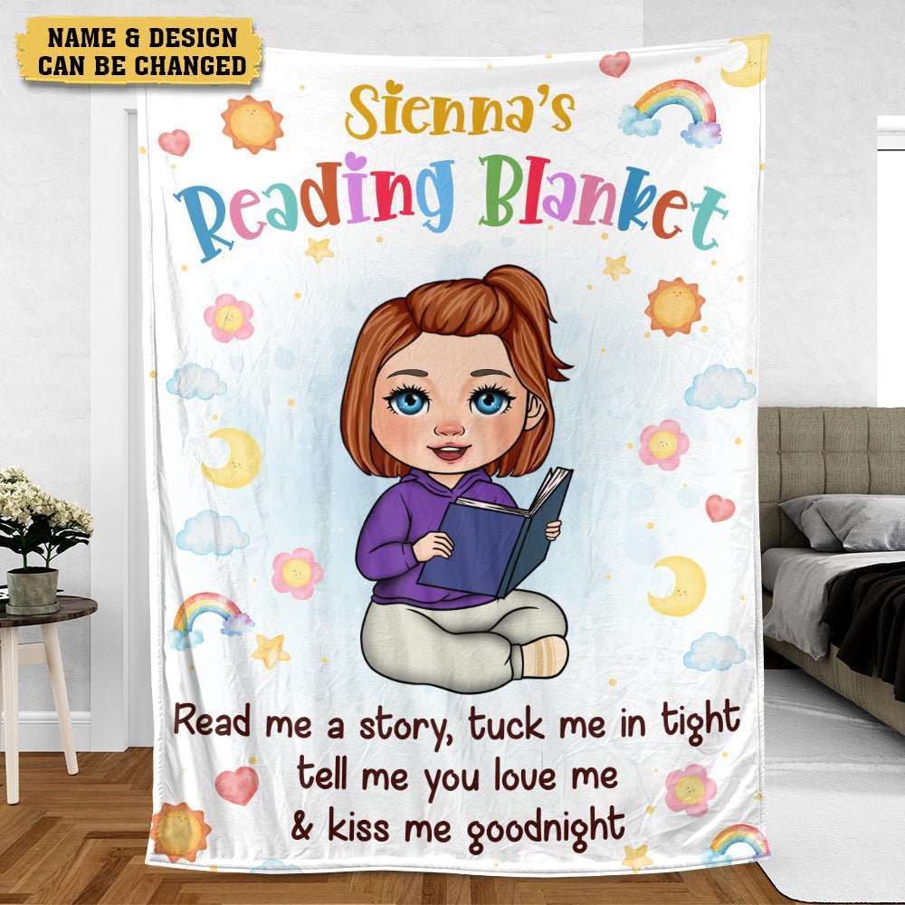 Rainbow Kid Reading Blanket - Personalized Blanket - Thoughtful Gift For Birthday, Christmas - Giftago