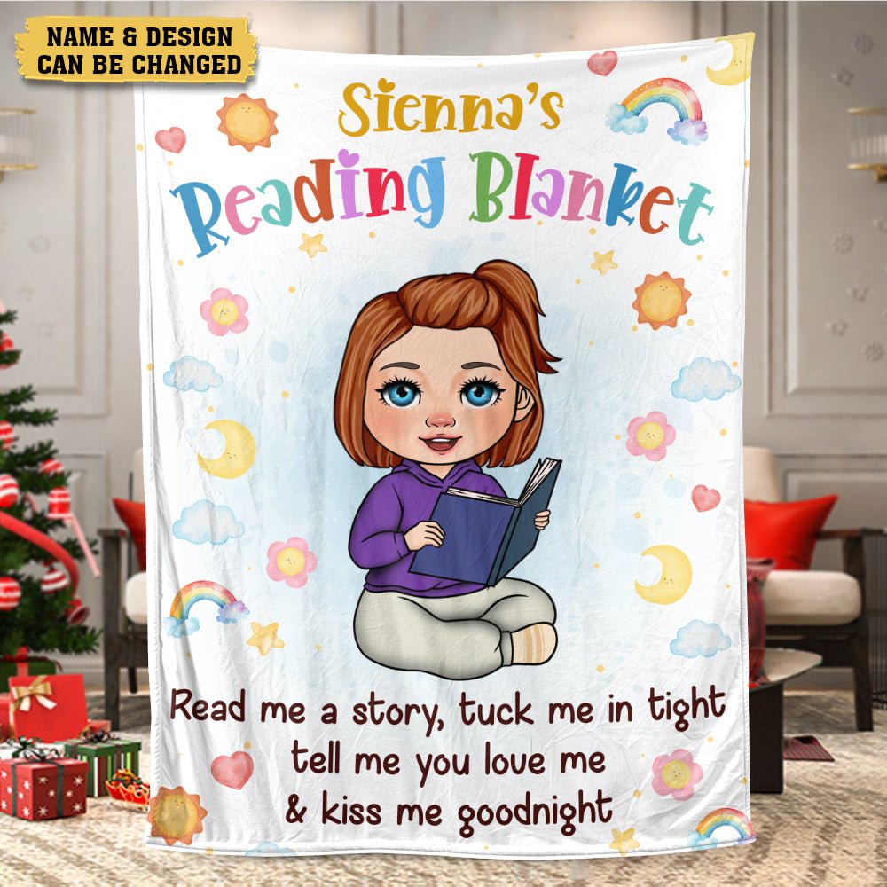 Rainbow Kid Reading Blanket - Personalized Blanket - Thoughtful Gift For Birthday, Christmas - Giftago