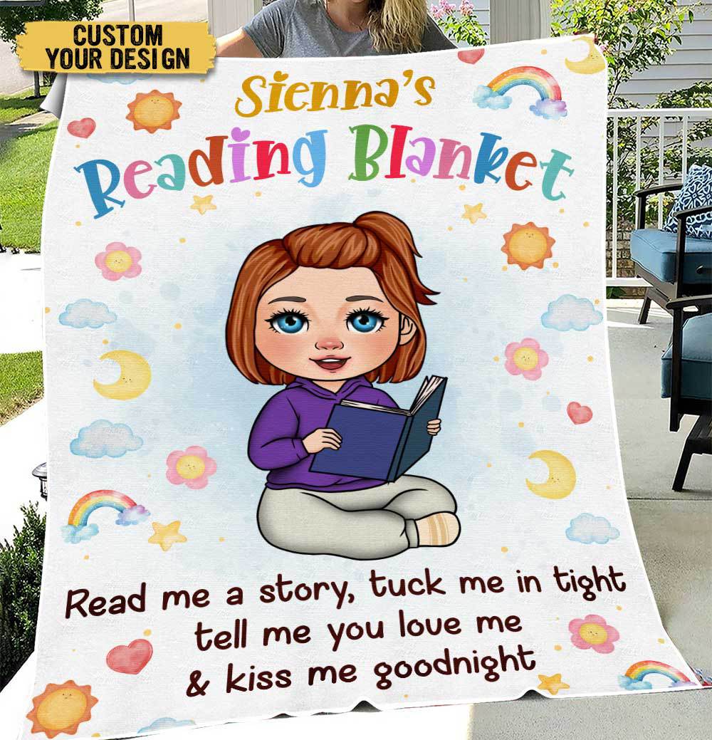 Rainbow Kid Reading Blanket - Personalized Blanket - Thoughtful Gift For Birthday, Christmas - Giftago