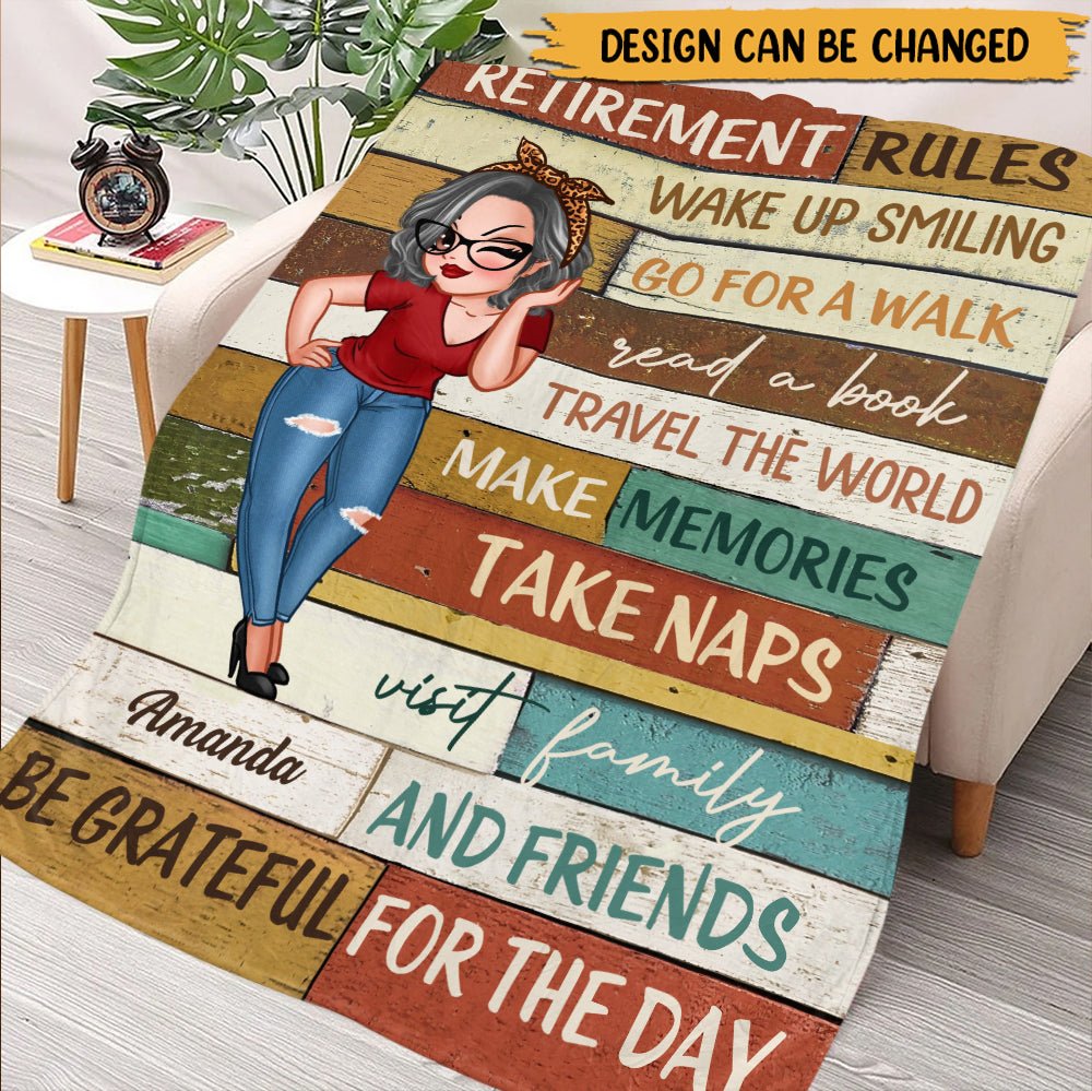Retirement Rules Vintage - Personalized Blanket - Giftago
