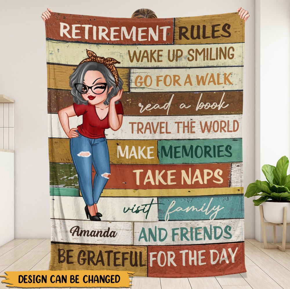 Retirement Rules Vintage - Personalized Blanket - Giftago