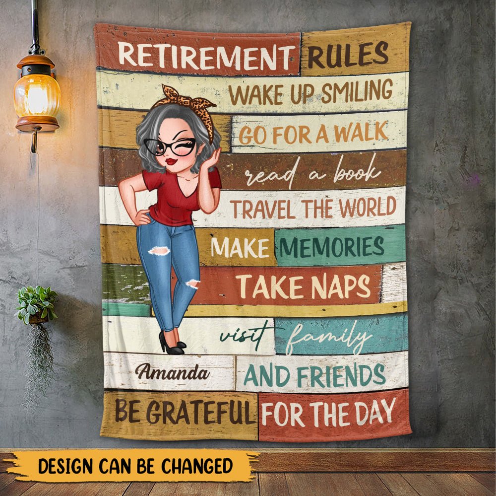 Retirement Rules Vintage - Personalized Blanket - Giftago