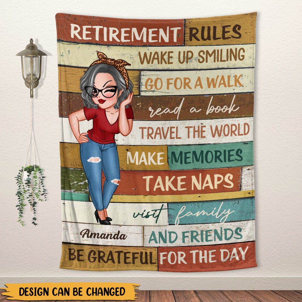 Retirement Rules Vintage - Personalized Blanket - Giftago