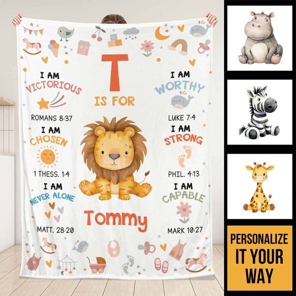 Safari Animals Baby Name Blanket - Personalized Blanket