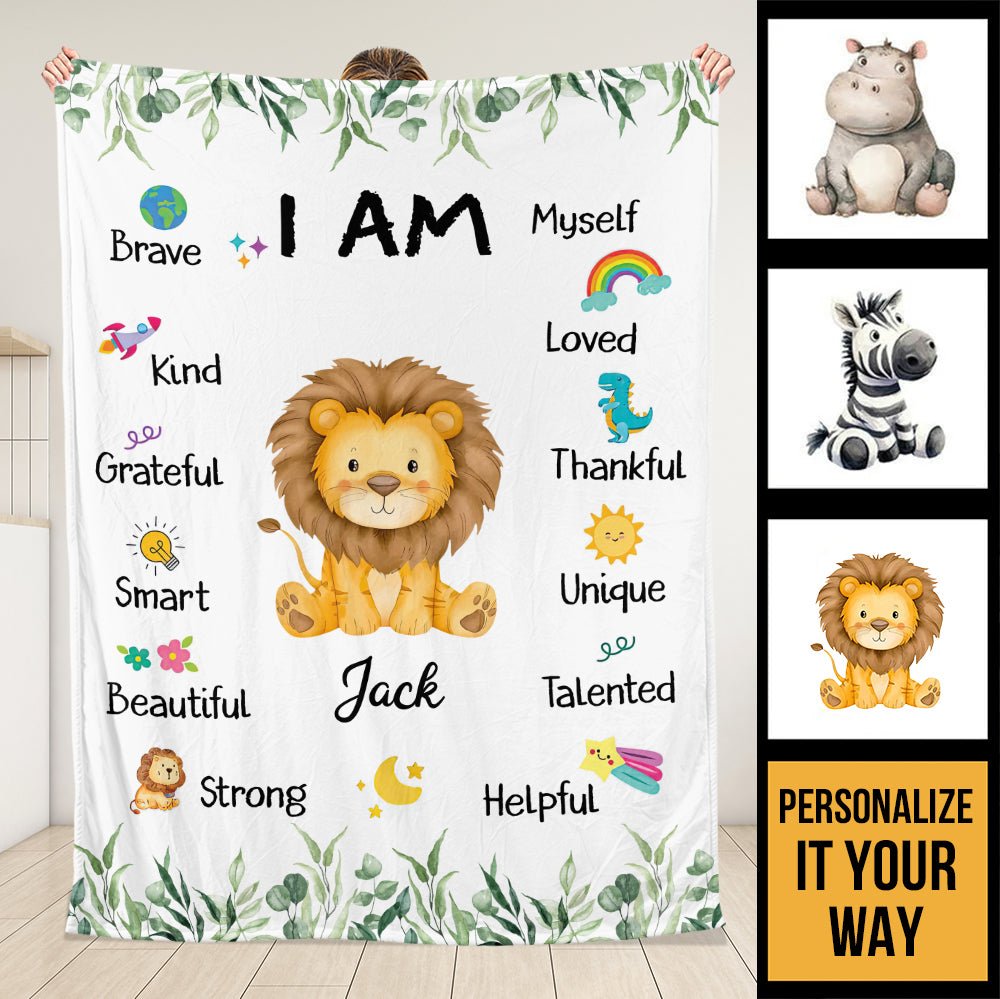 Safari Animals I Am Blanket - Personalized Blanket