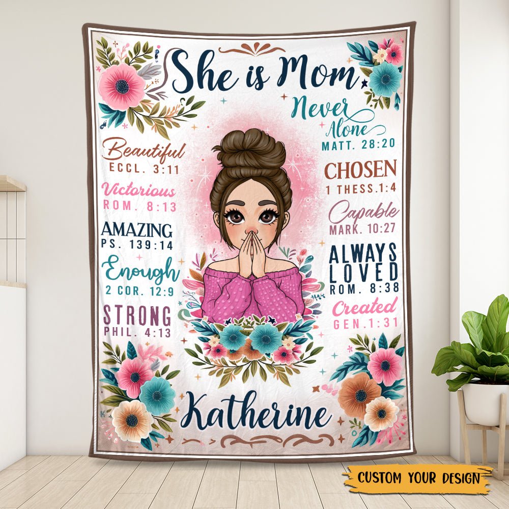 She Is Mom - Personalized Blanket - Best Gift For Mother, Grandma - Giftago