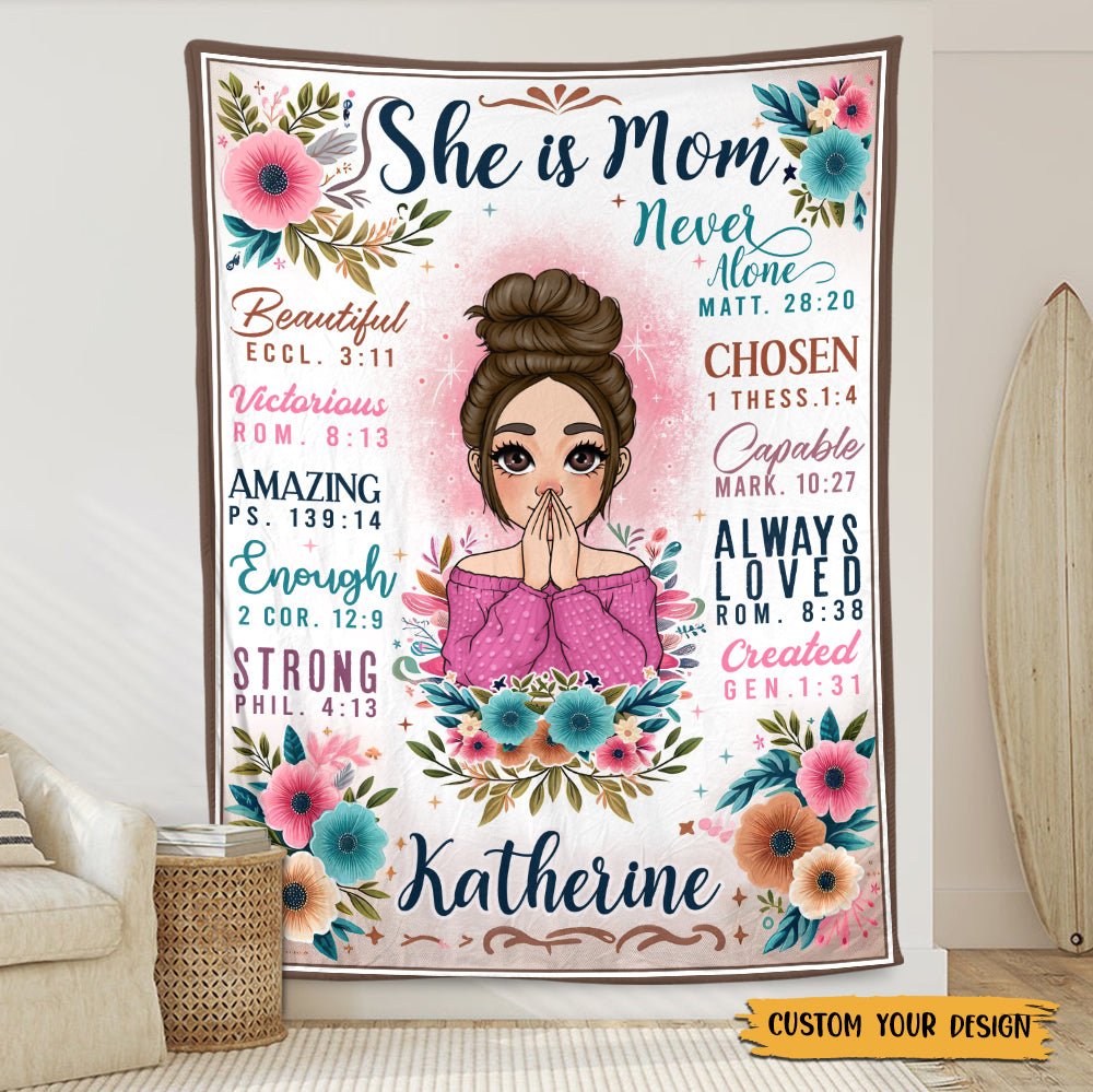 She Is Mom - Personalized Blanket - Best Gift For Mother, Grandma - Giftago