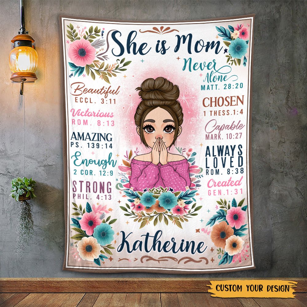 She Is Mom - Personalized Blanket - Best Gift For Mother, Grandma - Giftago