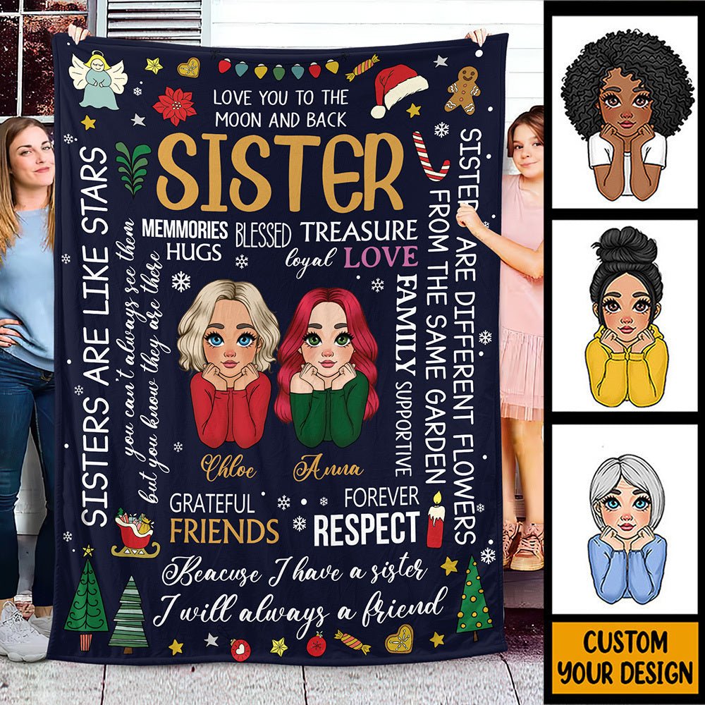 Sisters Are Like Stars - Personalized Blanket - Best Gift For Christmas, For Sister - Giftago