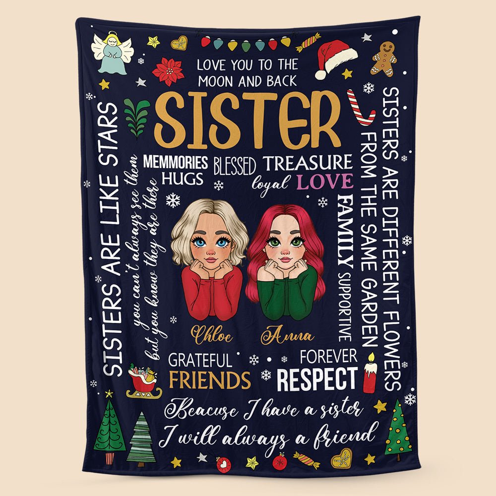 Sisters Are Like Stars - Personalized Blanket - Best Gift For Christmas, For Sister - Giftago