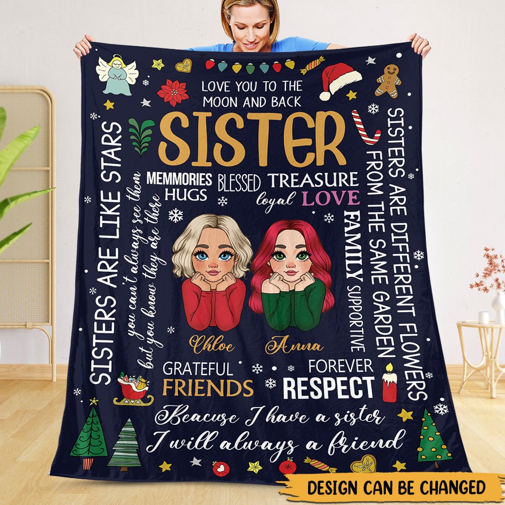 Sisters Are Like Stars - Personalized Blanket - Best Gift For Christmas, For Sister - Giftago
