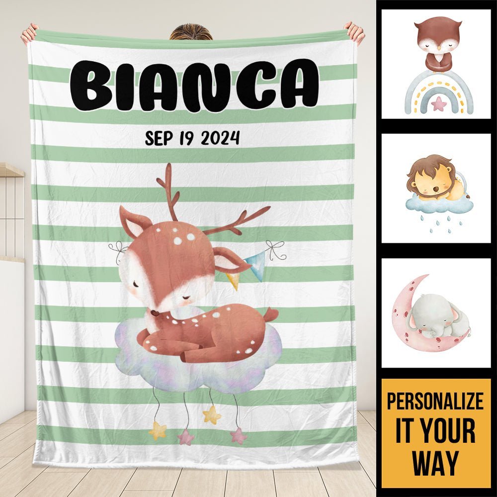 Sleepy Animal Blanket - Personalized Blanket - Giftago