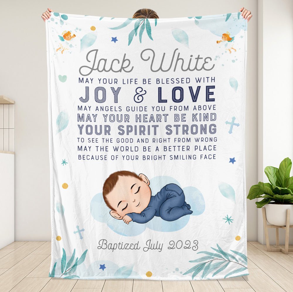 Sleepy Baby On Cloud Blanket - Personalized Blanket - Giftago