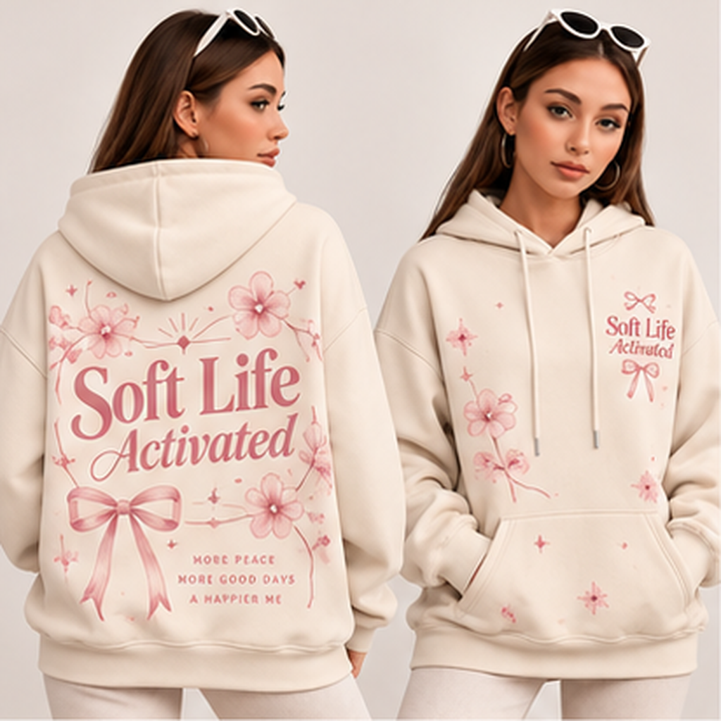 Soft Life Activated – Blushing Blossom Oversized Hoodie