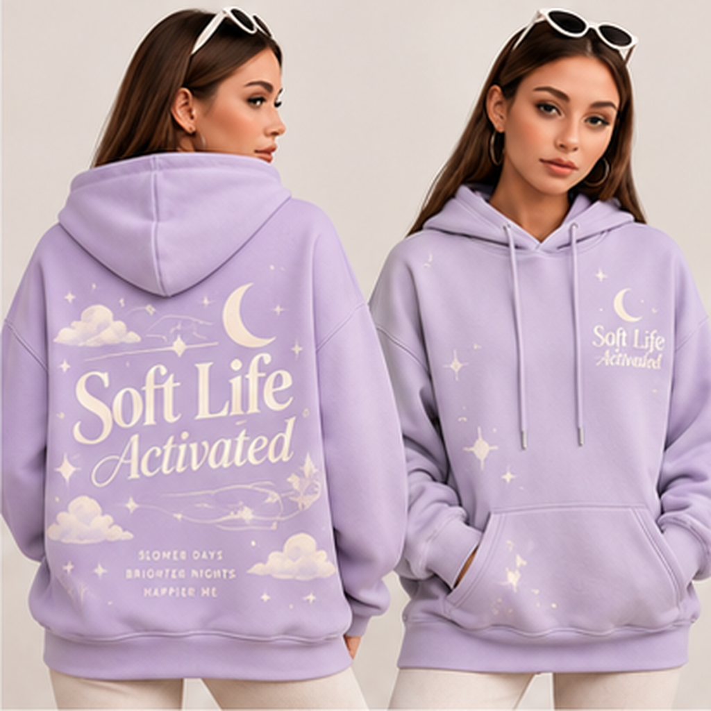 Soft Life Activated – Lavender Moonlight Oversized Hoodie