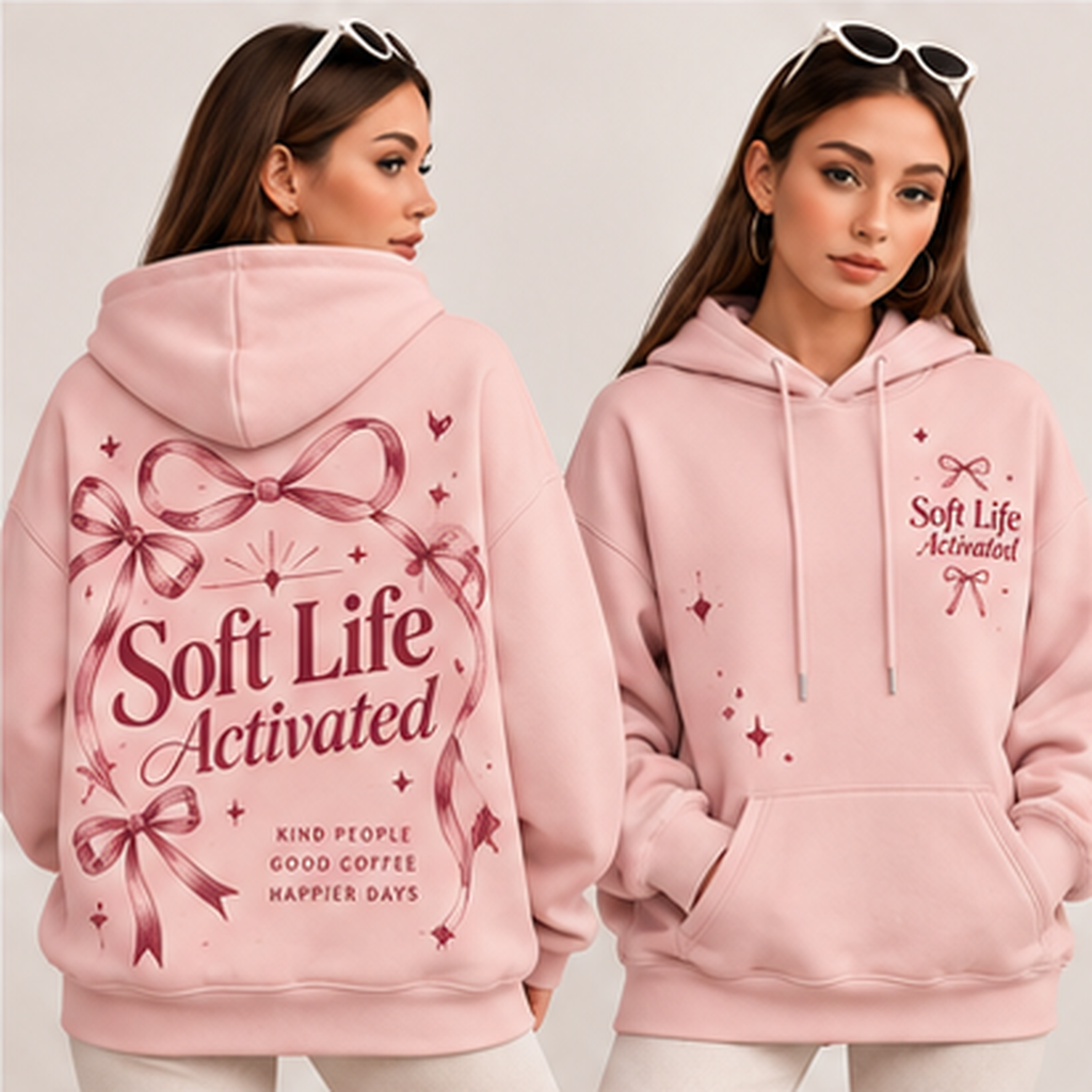 Soft Life Activated – Pretty in Peace Bow Oversized Hoodie
