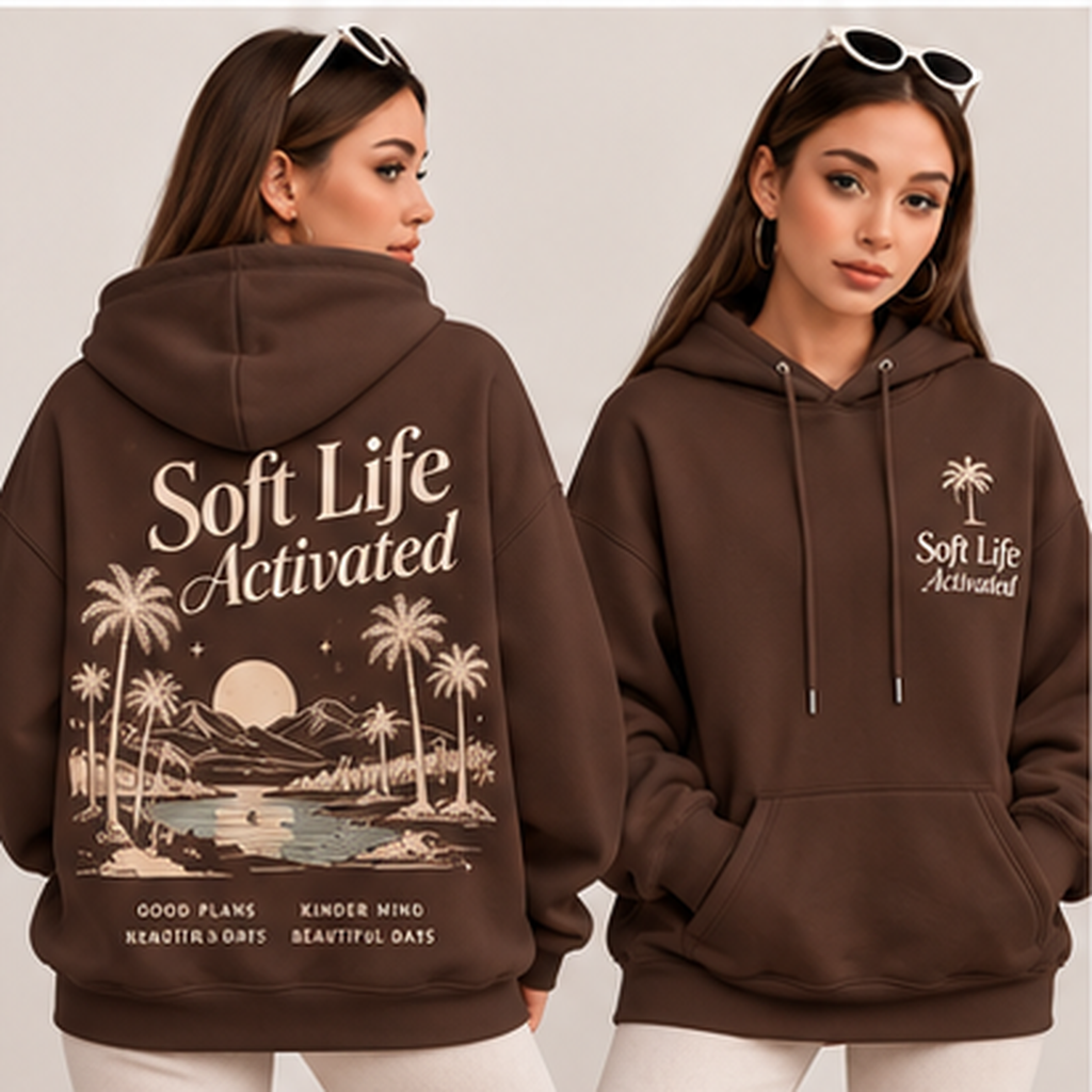Soft Life Activated – Cocoa Sunset Oversized Hoodie