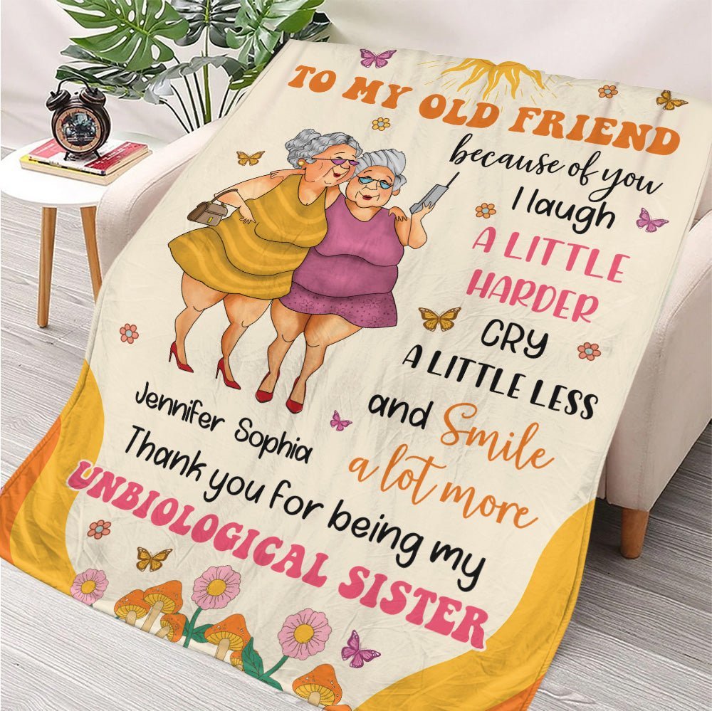 Thank You For Being My Unbiological Sister - Personalized Blanket - Giftago