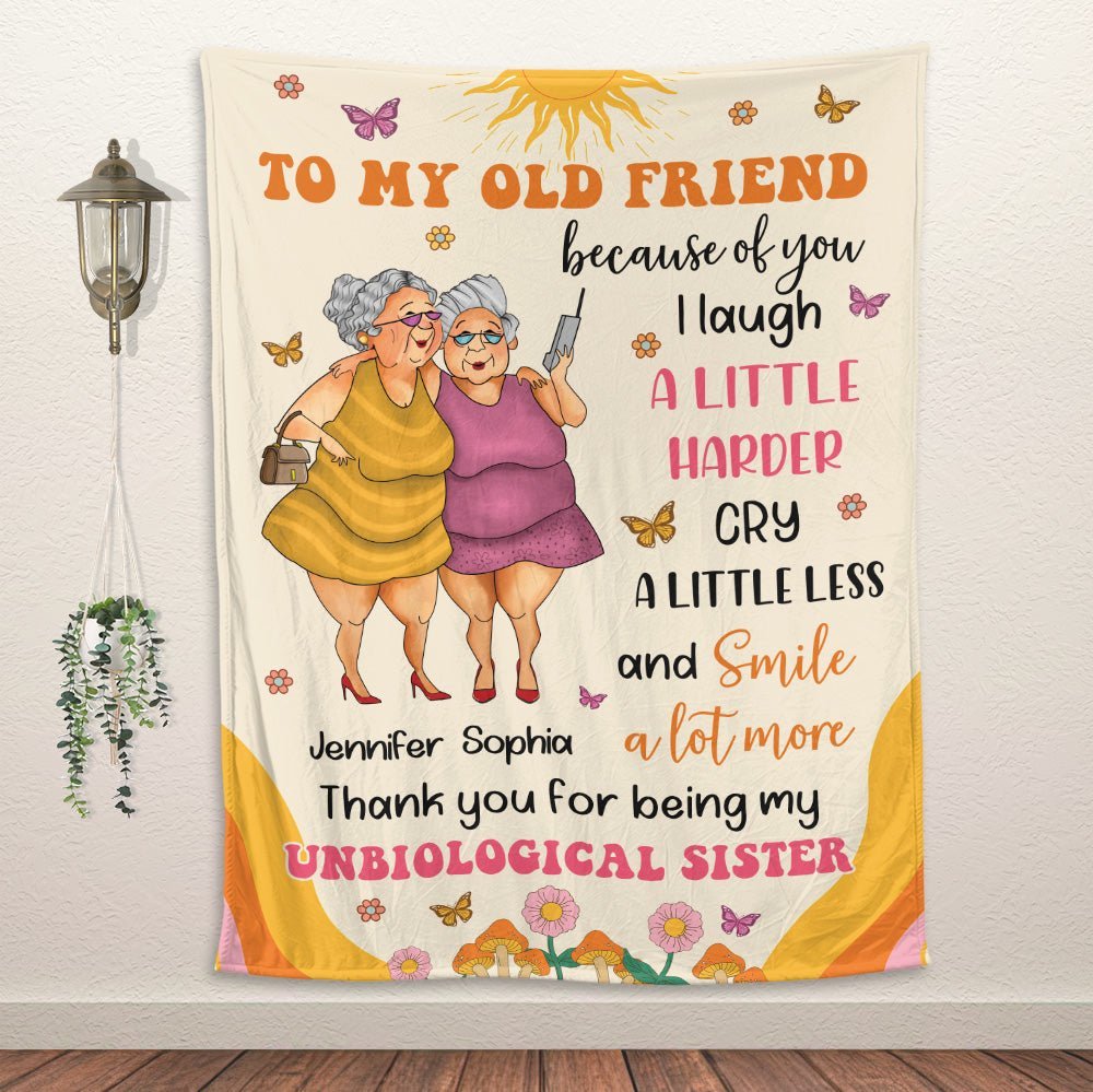 Thank You For Being My Unbiological Sister - Personalized Blanket - Giftago