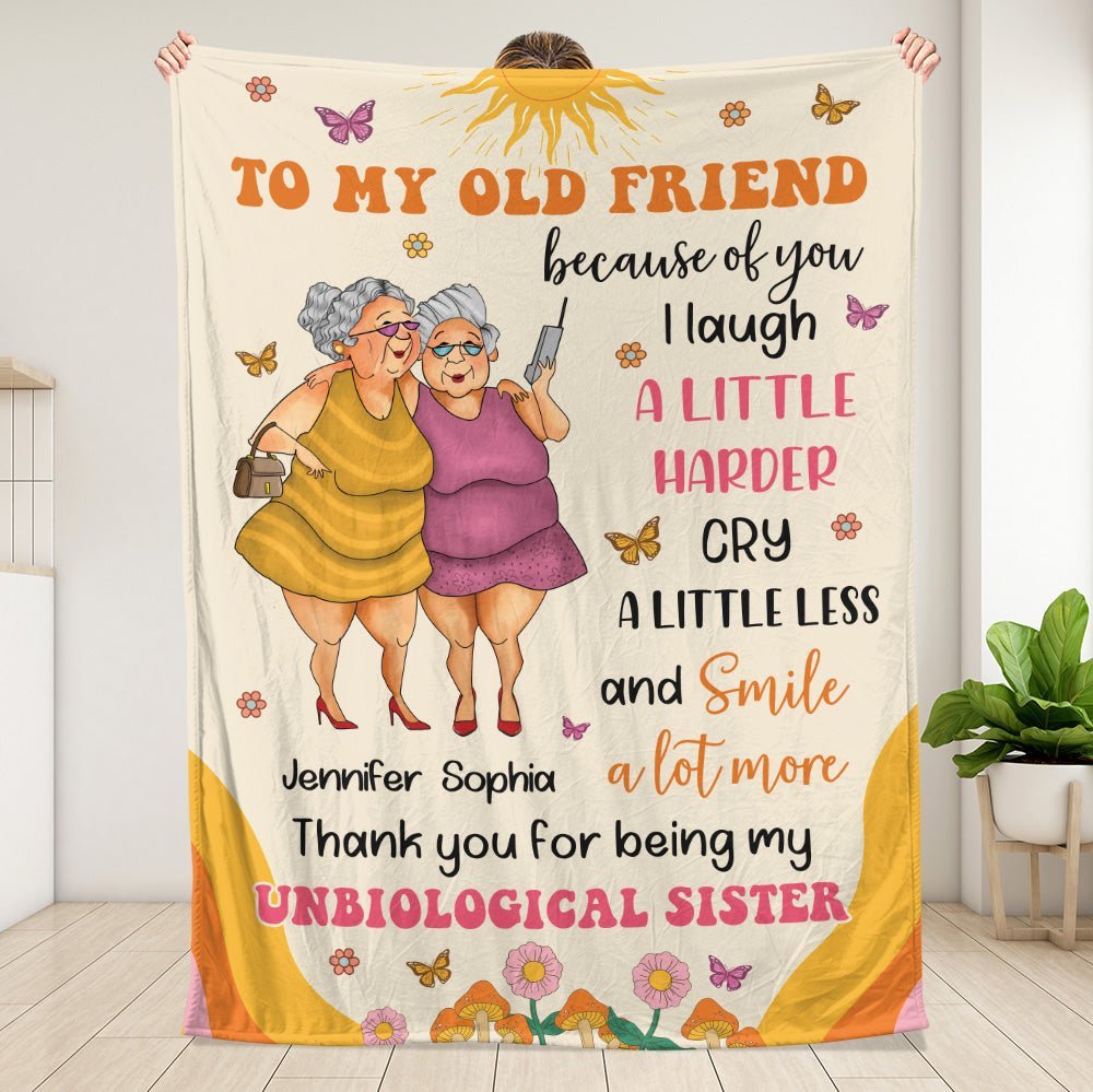 Thank You For Being My Unbiological Sister - Personalized Blanket - Giftago