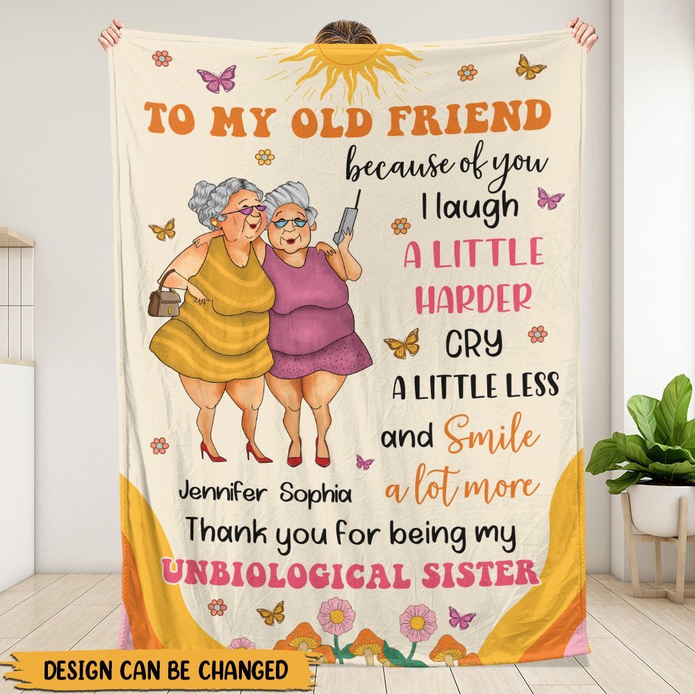 Thank You For Being My Unbiological Sister - Personalized Blanket - Giftago