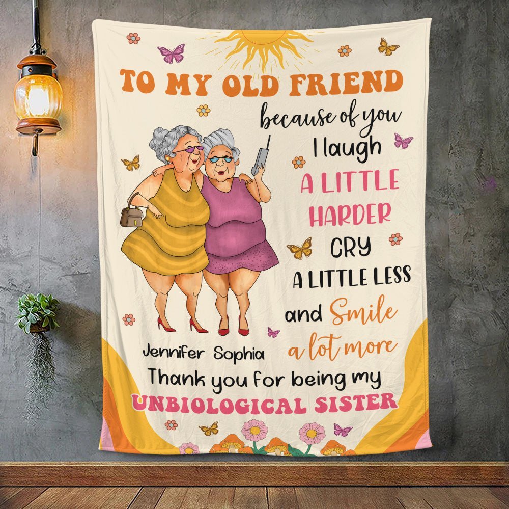 Thank You For Being My Unbiological Sister - Personalized Blanket - Giftago